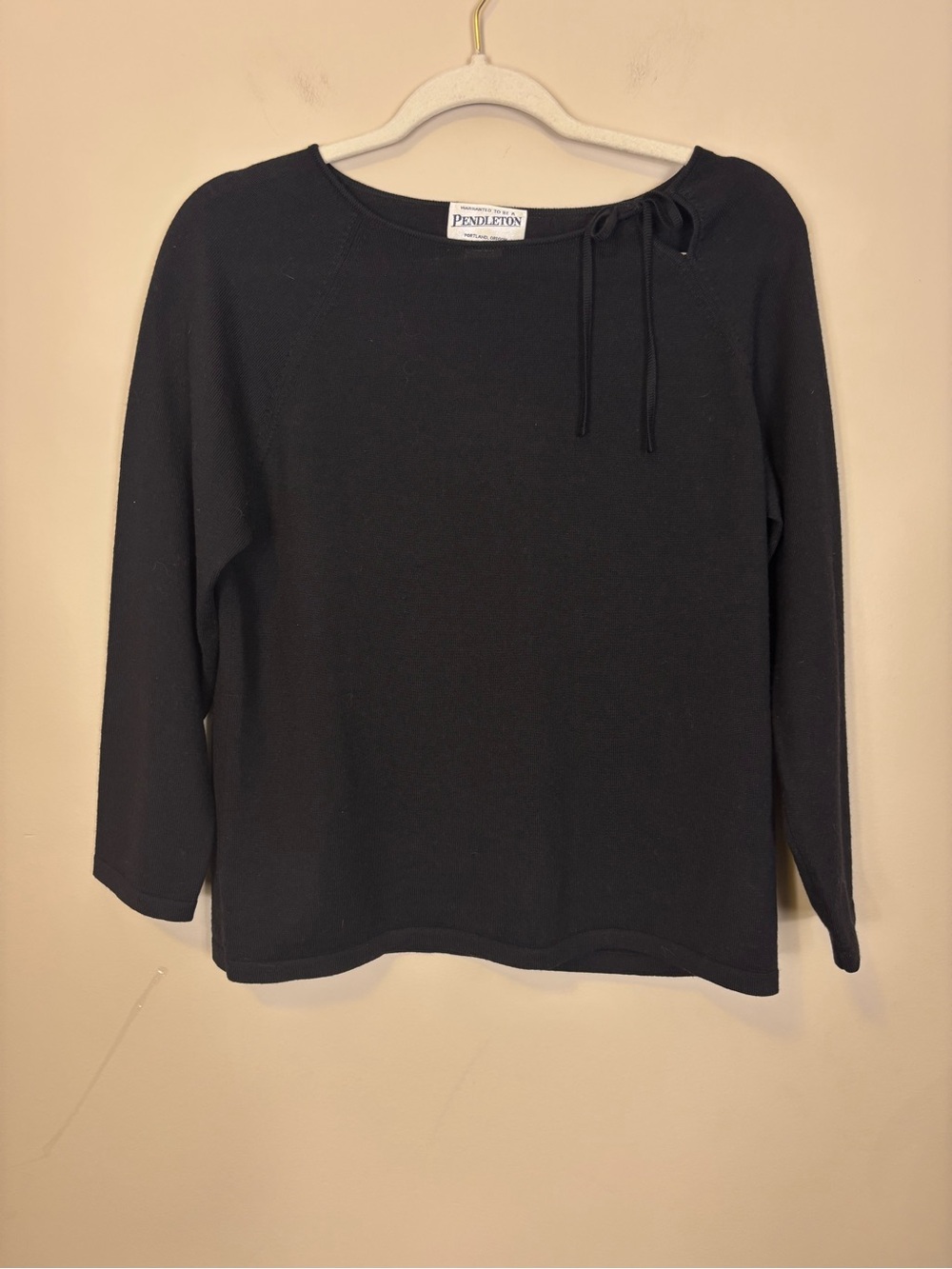 Pendleton Black Boatneck Merino Wool Long Sleeve Sweater Top Women’s Large